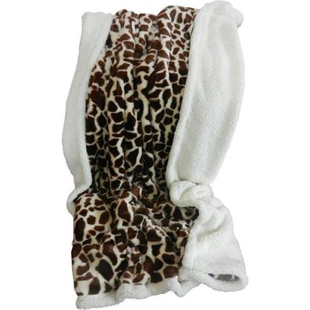 LAVISH HOME Lavish Home Fleece Sherpa Blanket Throw - Giraffe 61-00005-Animal-Gi